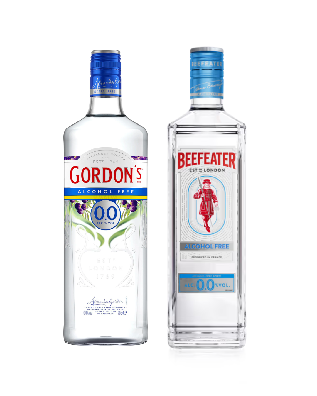 Set of 2-bottle alcohol free 0.0% Gordon's & Beefeater 0,7l each