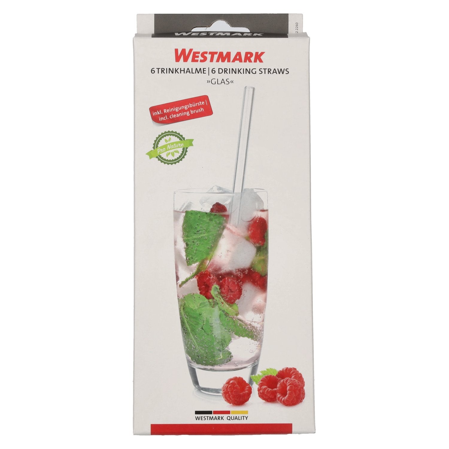 WESTMARK Trinkhalme glass gerade inkl. Reinigungsbuerste 6 Stueck