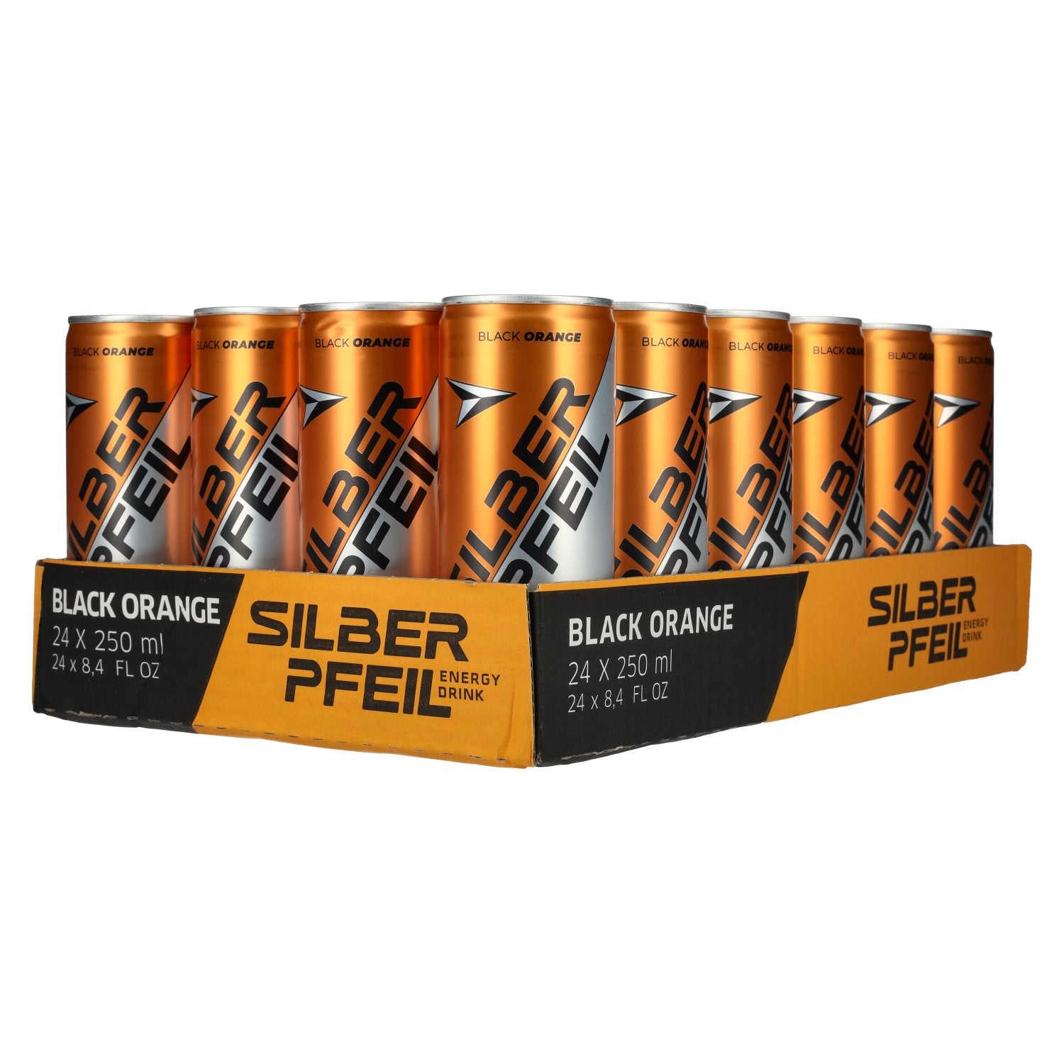 SILBERPFEIL Energy Drink BLACK ORANGE 24x0,25l Dosen