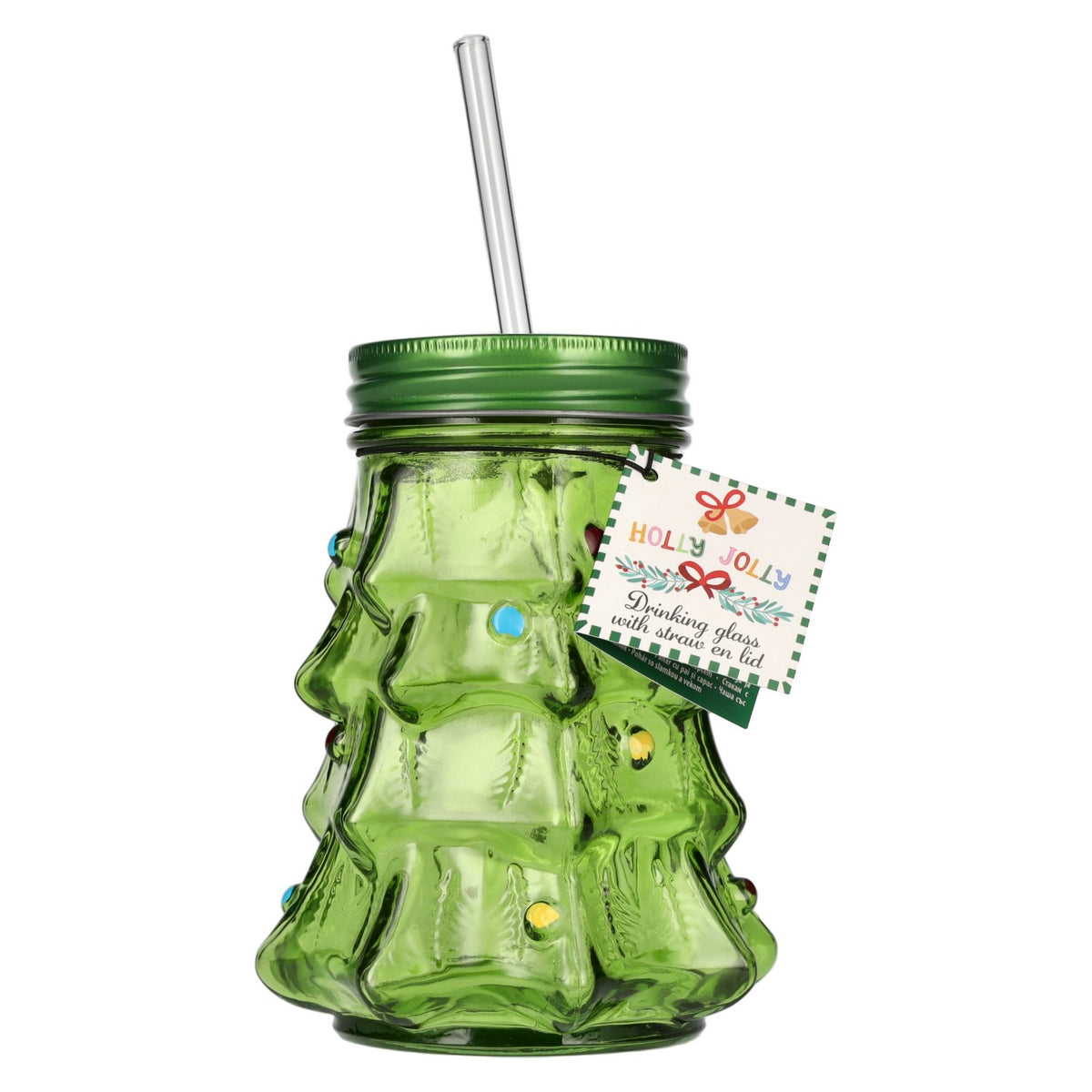 Trinkglas Tannenbaum with Deckel and Strohhalm 0,5l [box, 6 pcs]